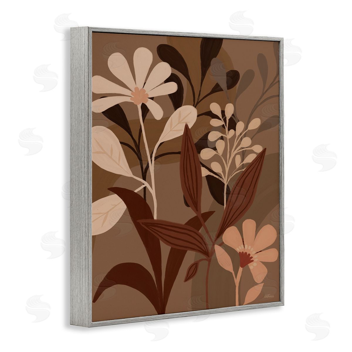 Dogwood Portfolio Muted Boho Botanicals Gray Framed Giclee Wall Art Print