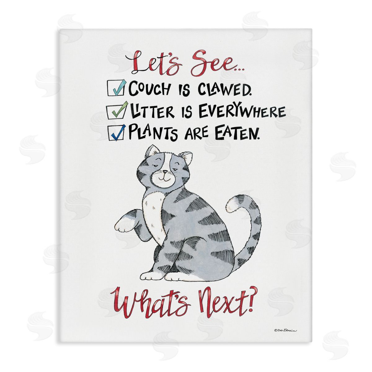 Deb Strain Funny Troublemaker Cat Canvas Wall Art Print