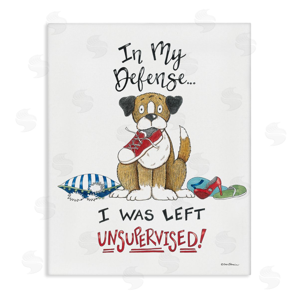 Deb Strain Left Unsupervised Dog Canvas Wall Art Print