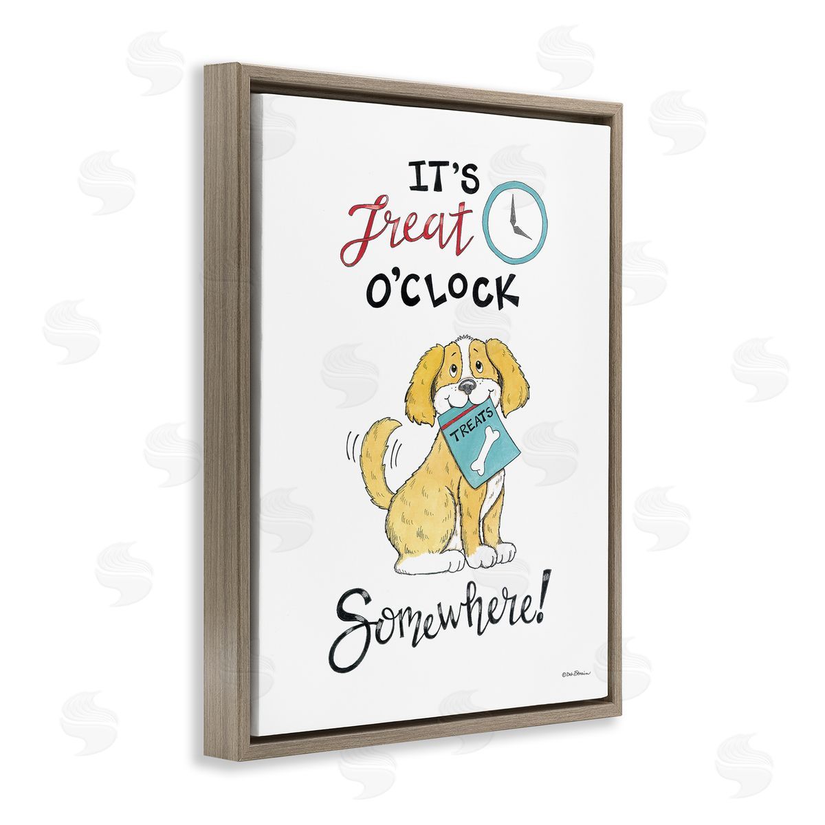 Deb Strain Treat o'Clock Somewhere Brown Floating Frame Canvas Wall Art Print