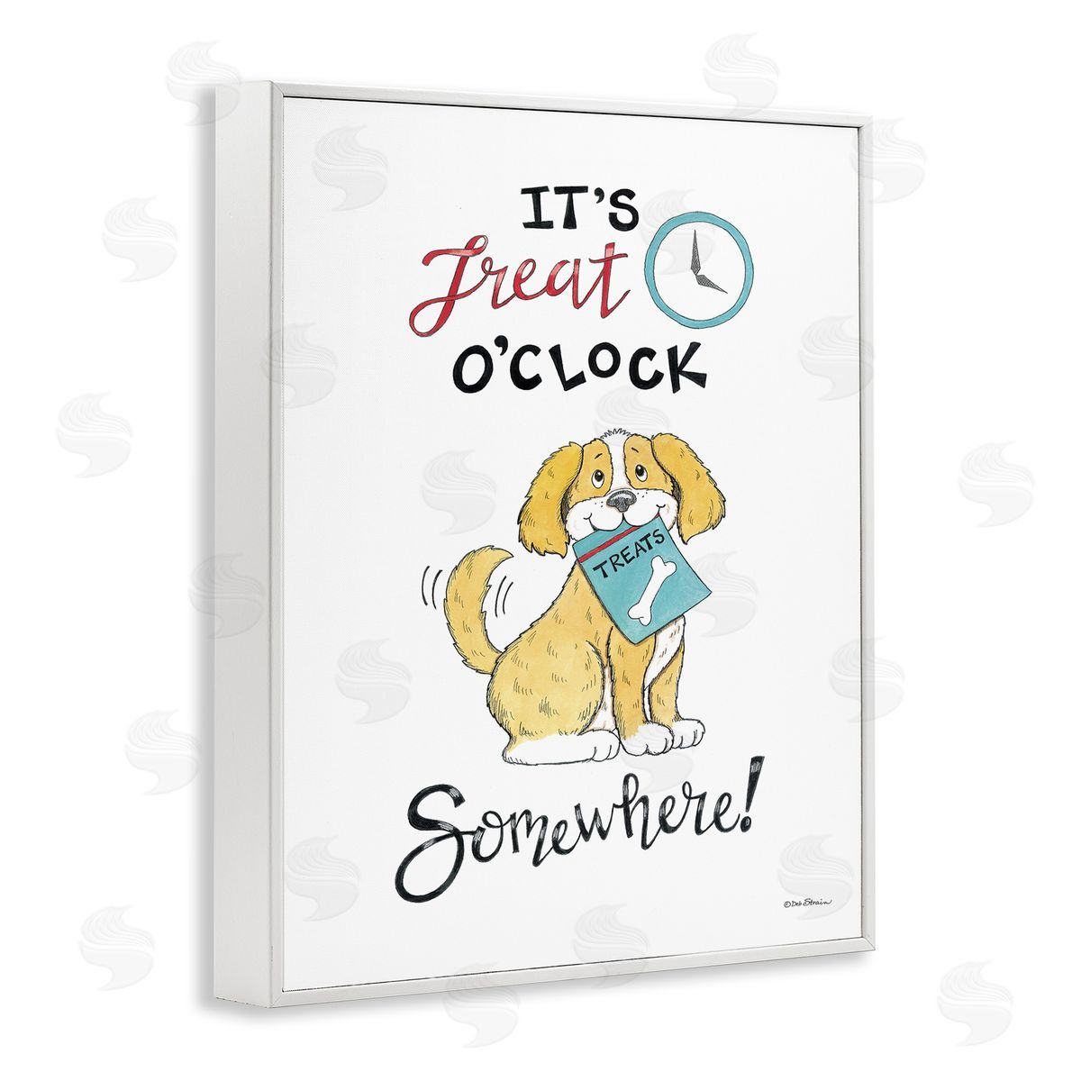 Deb Strain Treat o'Clock Somewhere White Framed Giclee Wall Art Print