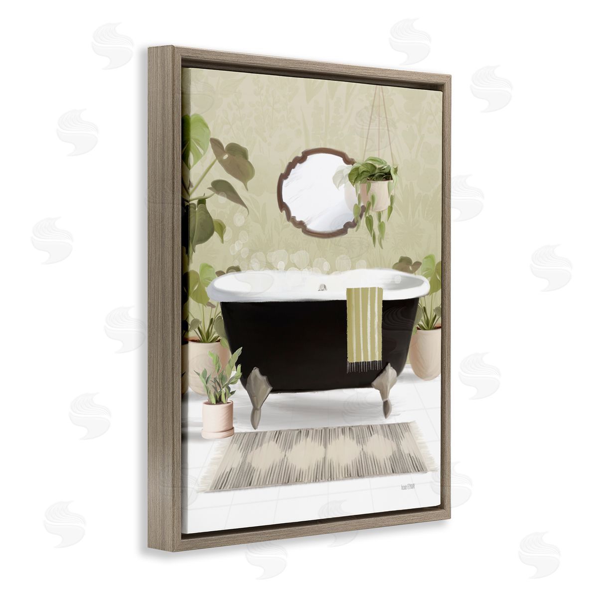 House Fenway Relaxing Bathroom Tub Brown Floating Frame Canvas Wall Art Print
