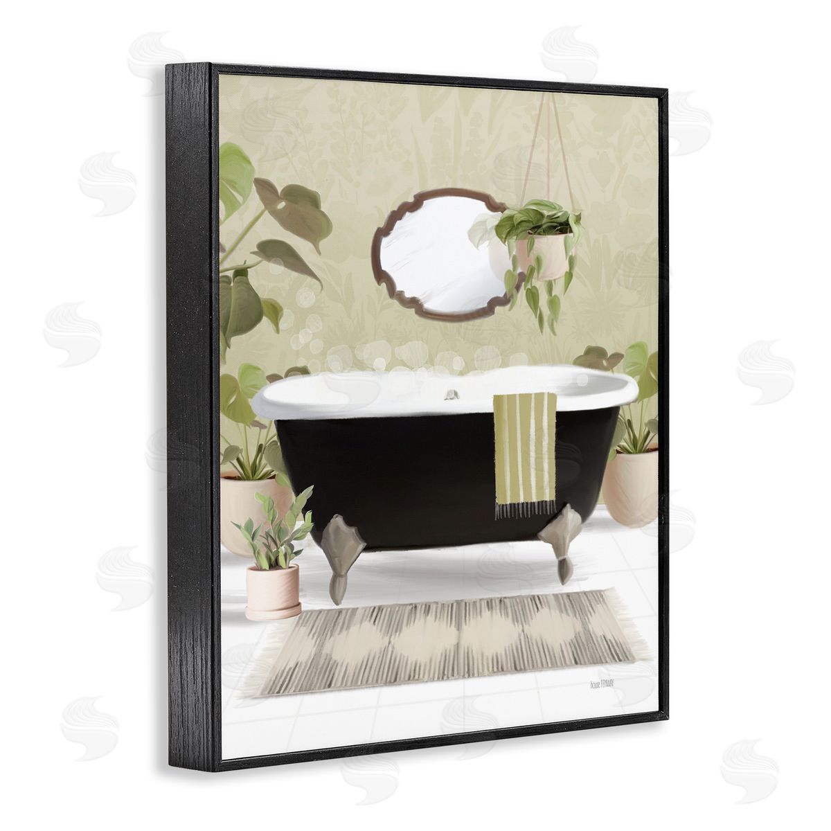 House Fenway Relaxing Bathroom Tub Black Framed Giclee Wall Art Print