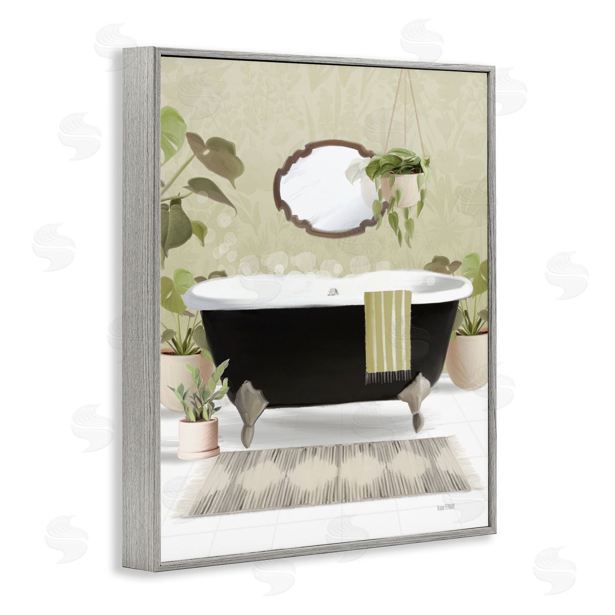 House Fenway Relaxing Bathroom Tub Gray Framed Giclee Wall Art Print