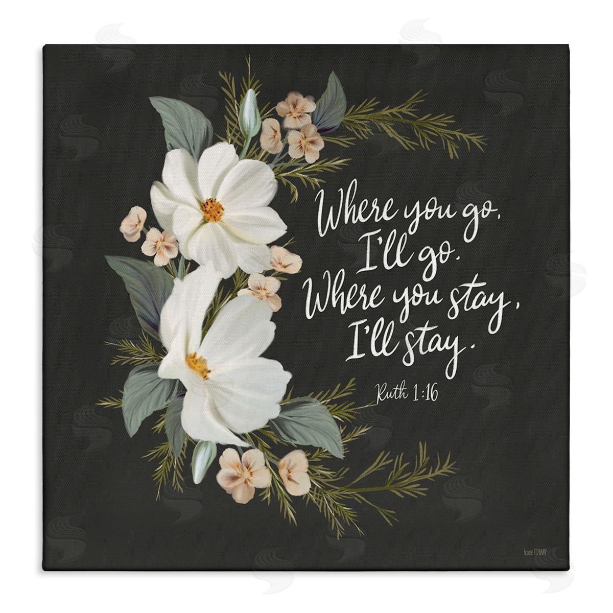 House Fenway Spiritual Scripture with Florals Canvas Wall Art Print