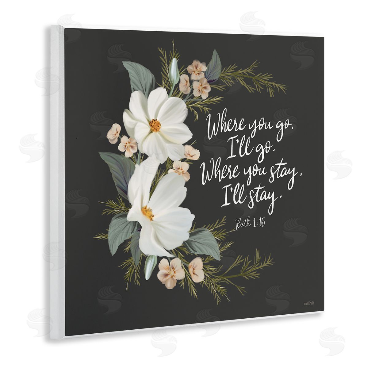 House Fenway Spiritual Scripture with Florals Wooden Wall Plaque Art Print