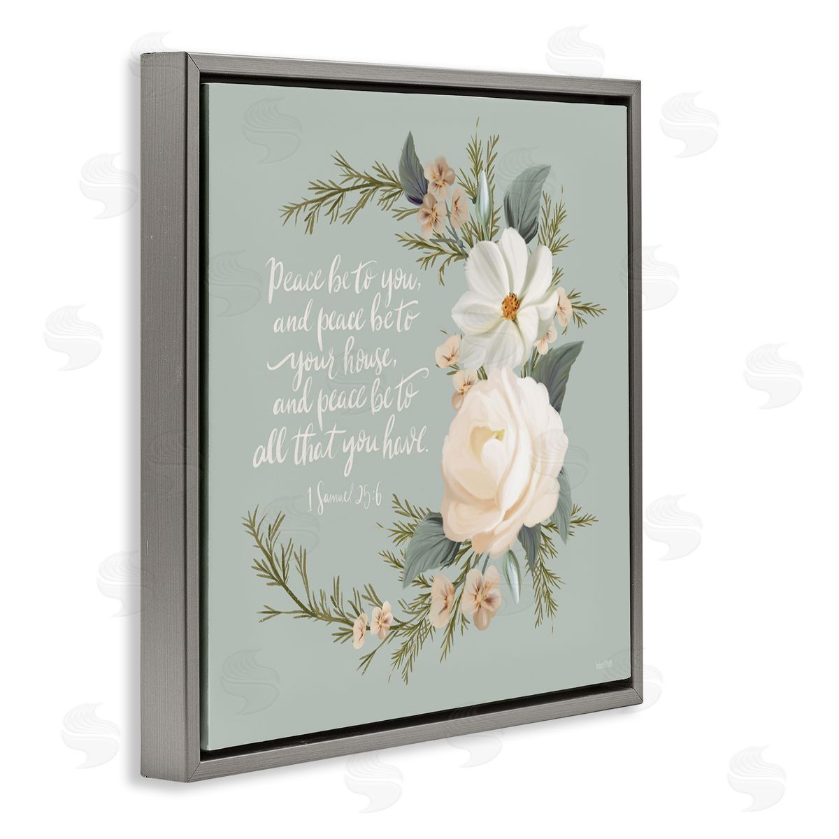 Hollihocks Art Peace Be To You Prayer Gray Floating Frame Canvas Wall Art Print