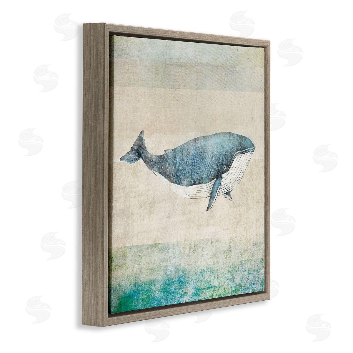 JG Studios Rustic Maritime Whale Brown Floating Frame Canvas Wall Art Print