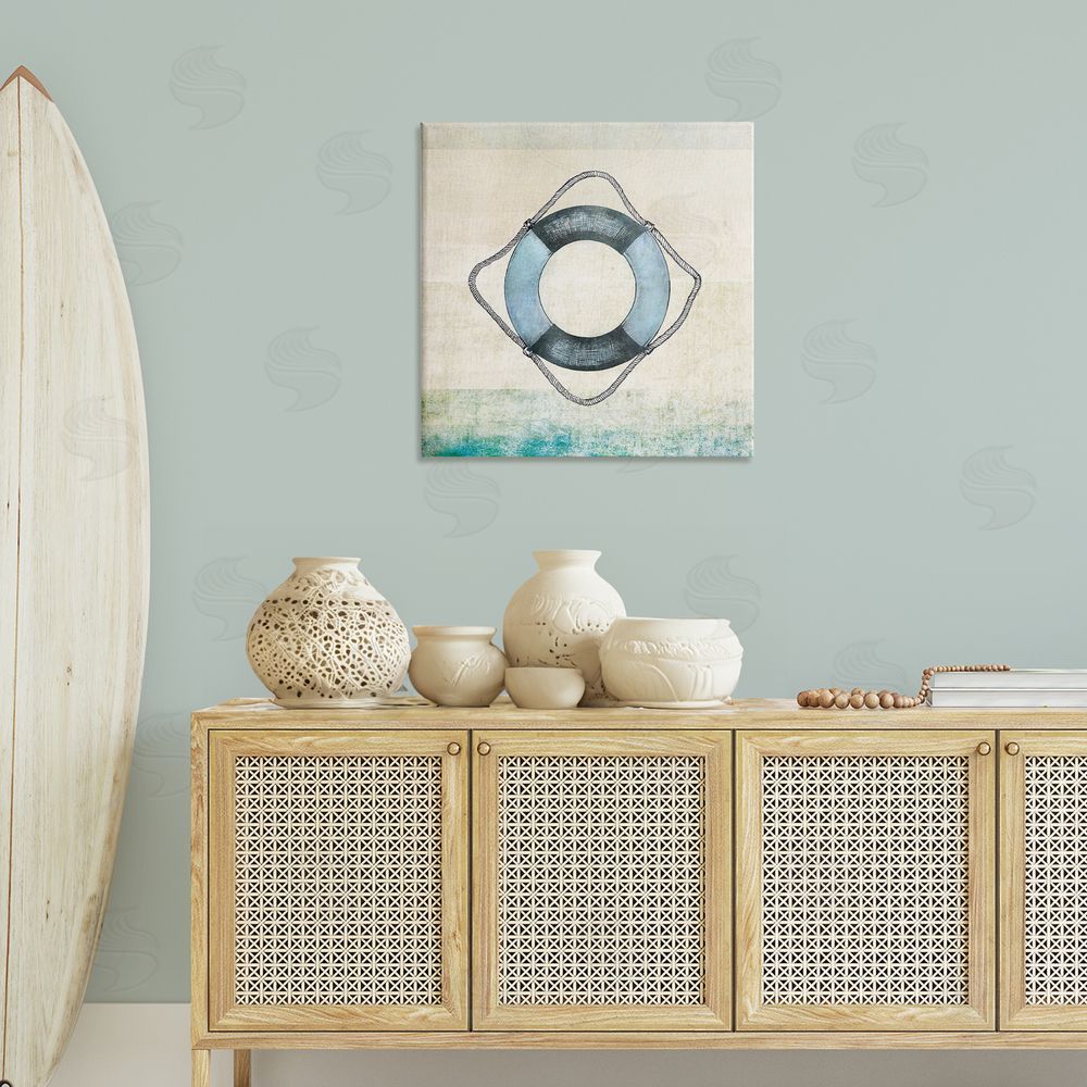 JG Studios Rustic Maritime Life Ring Canvas Wall Art Print in Room