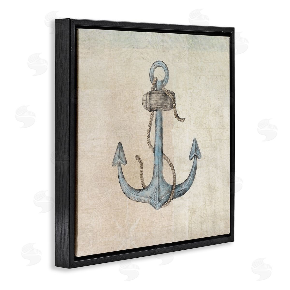 JG Studios Rustic Maritime Anchor Black Floating Frame Canvas Wall Art Print