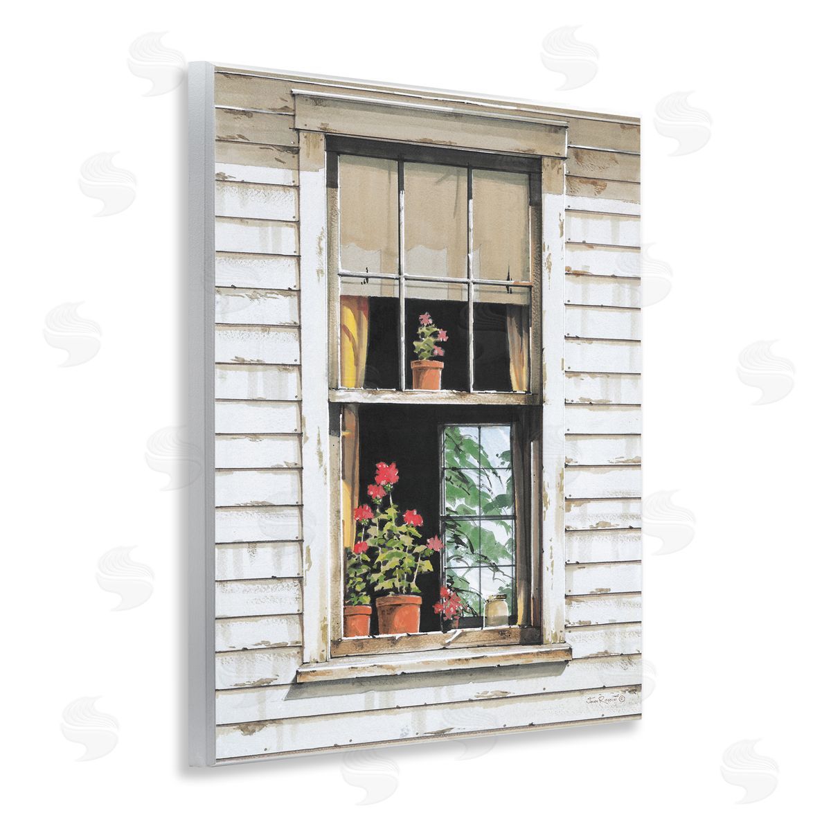 John Rossini Cottage Window View Wooden Wall Plaque Art Print