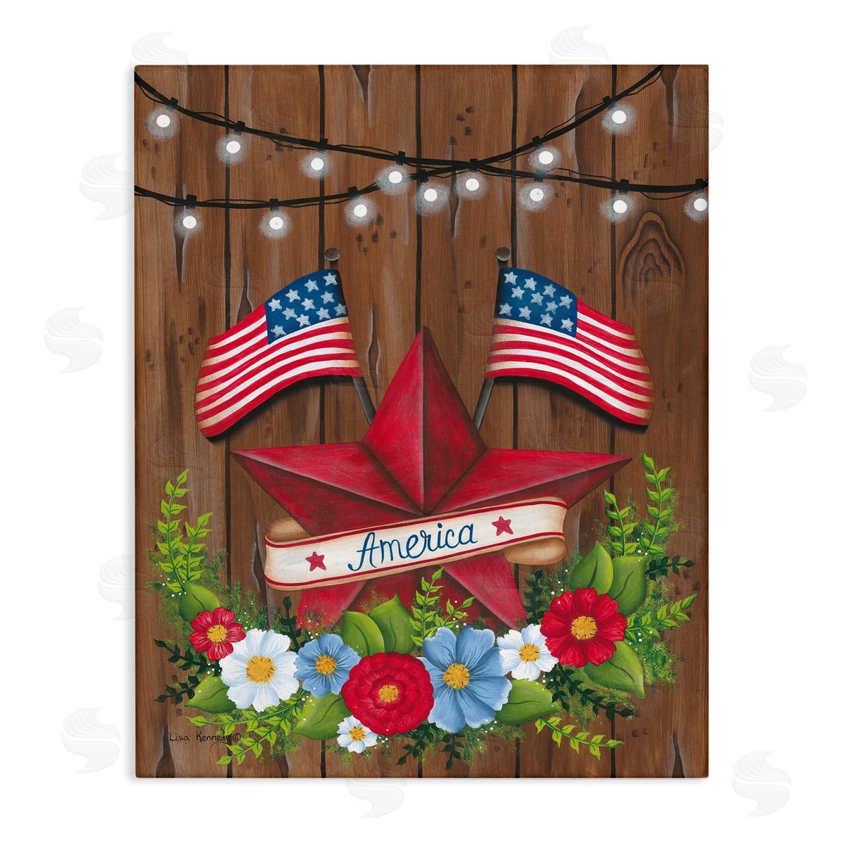 Lisa Larson Americana Country Garland Canvas Wall Art Print