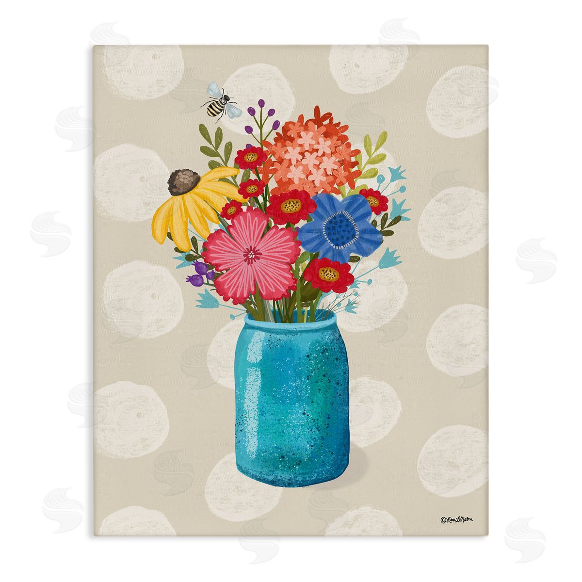 Lori Deiter Polka Dot Flower Vase Canvas Wall Art Print