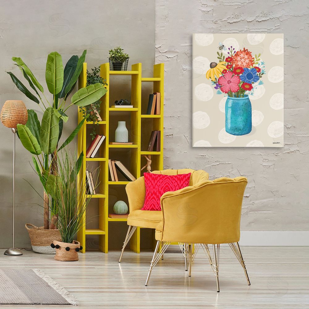 Lori Deiter Polka Dot Flower Vase Canvas Wall Art Print in Room