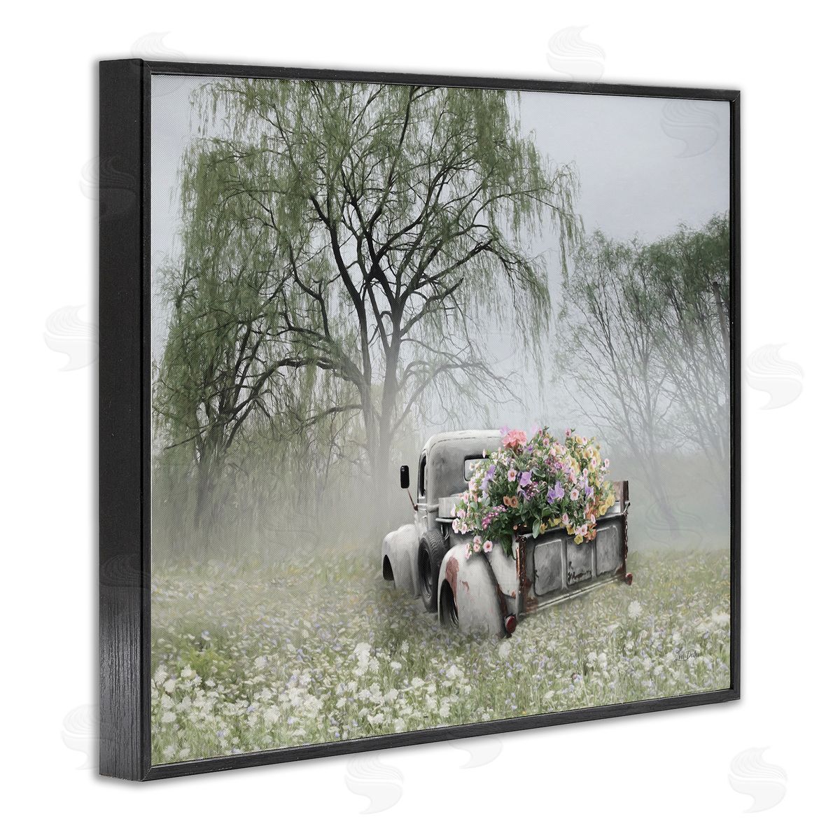 Lori Deiter Overgrown Floral Truck Black Framed Giclee Wall Art Print