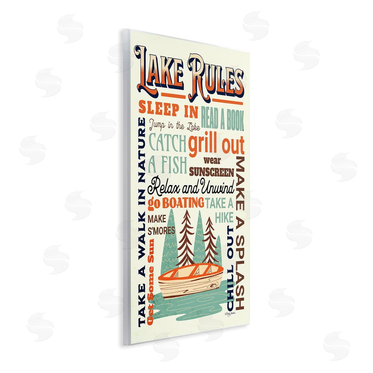 Marla Rae Lake Rules Fun Activities Wooden Wall Plaque Art Print