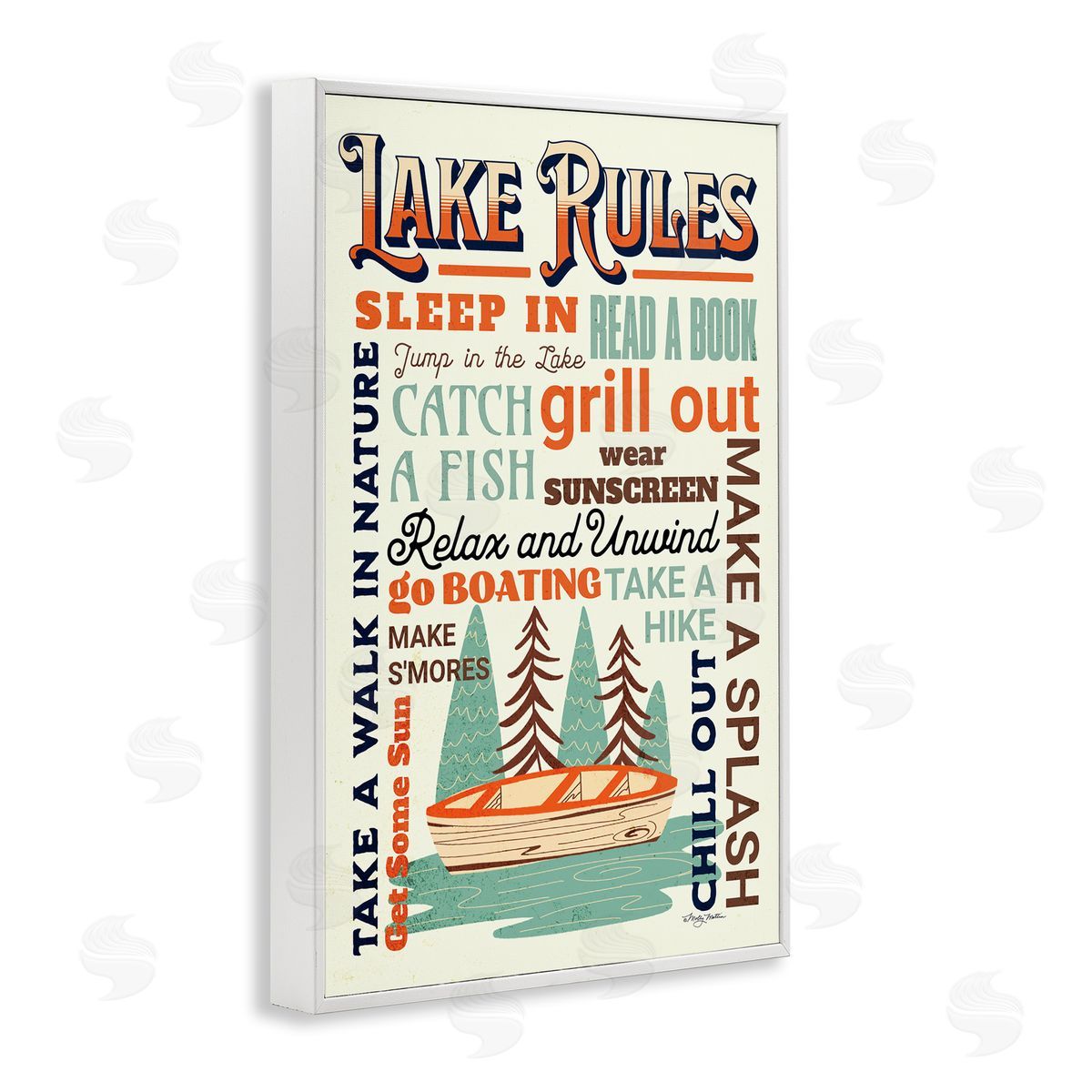Marla Rae Lake Rules Fun Activities White Framed Giclee Wall Art Print
