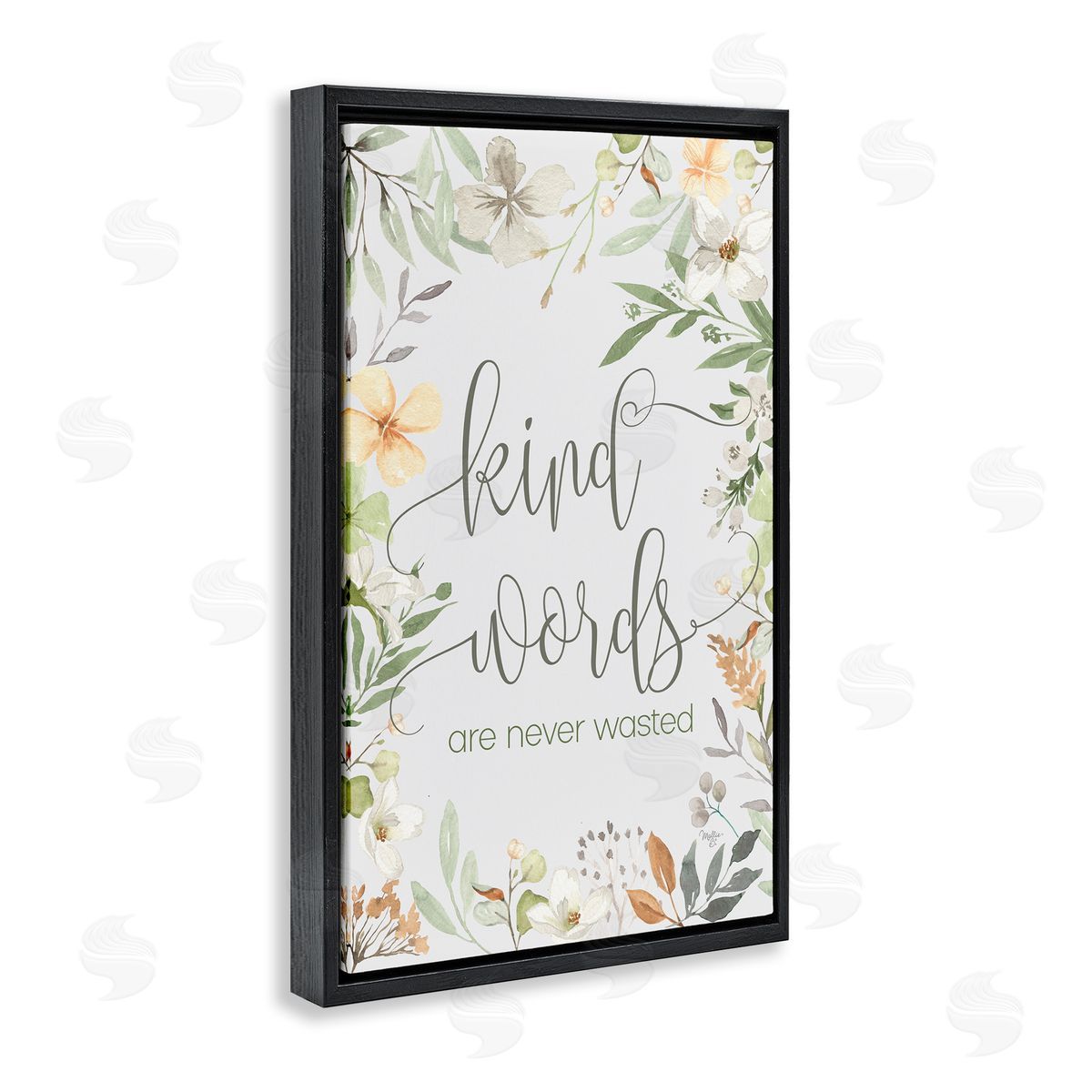 Mollie B. Kind Words Never Wasted Black Floating Frame Canvas Wall Art Print