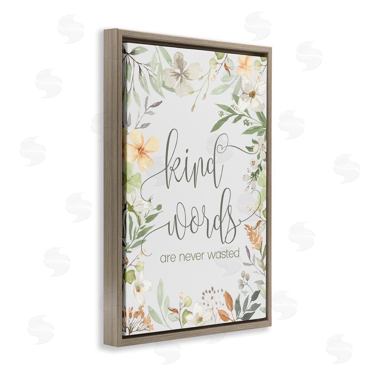 Mollie B. Kind Words Never Wasted Brown Floating Frame Canvas Wall Art Print