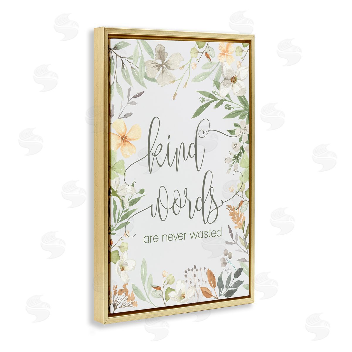 Mollie B. Kind Words Never Wasted Gold Floating Frame Canvas Wall Art Print