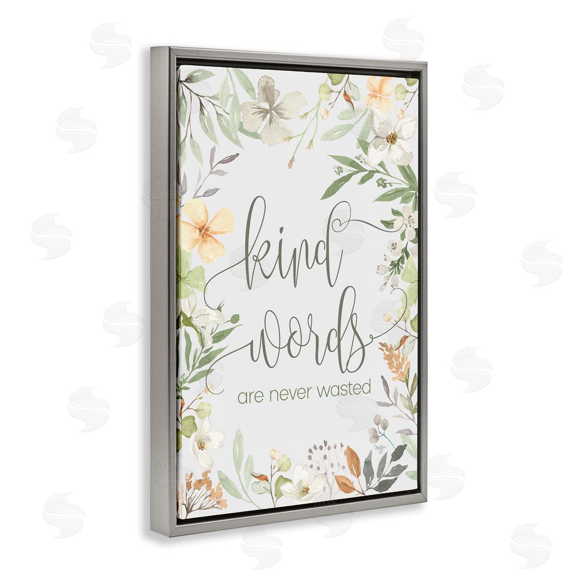 Mollie B. Kind Words Never Wasted Gray Floating Frame Canvas Wall Art Print