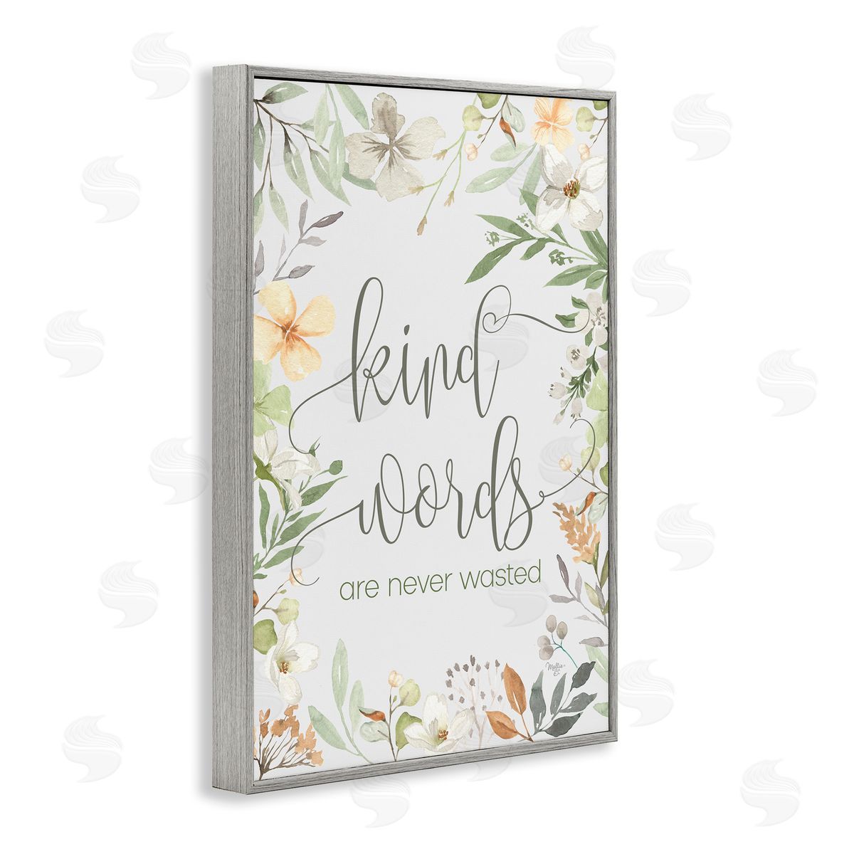 Mollie B. Kind Words Never Wasted Gray Framed Giclee Wall Art Print