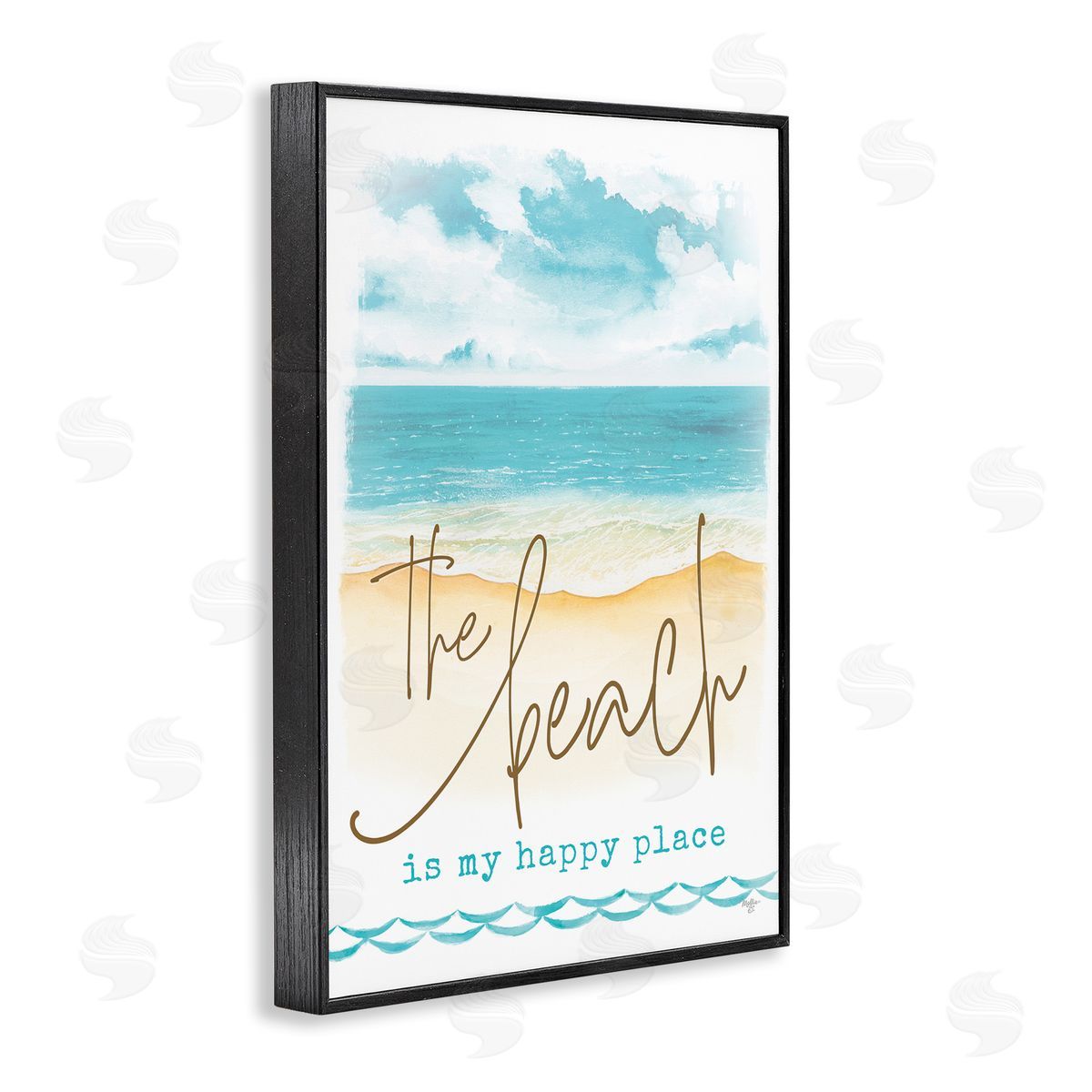Mollie B. Beach is Happy Place Black Framed Giclee Wall Art Print
