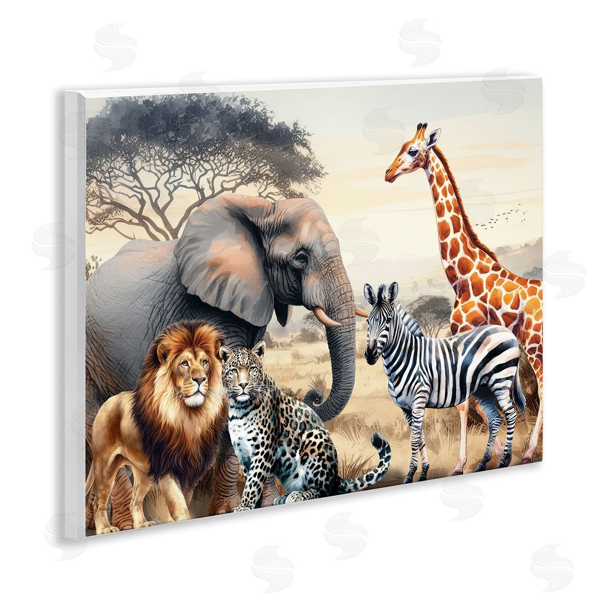 Nicole DeCamp Grouped Jungle Animals Wooden Wall Plaque Art Print