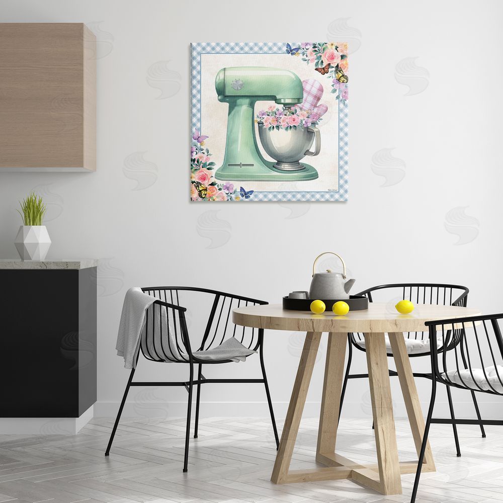 Nicole DeCamp Kitchen Mixer with Flowers Canvas Wall Art Print in Room