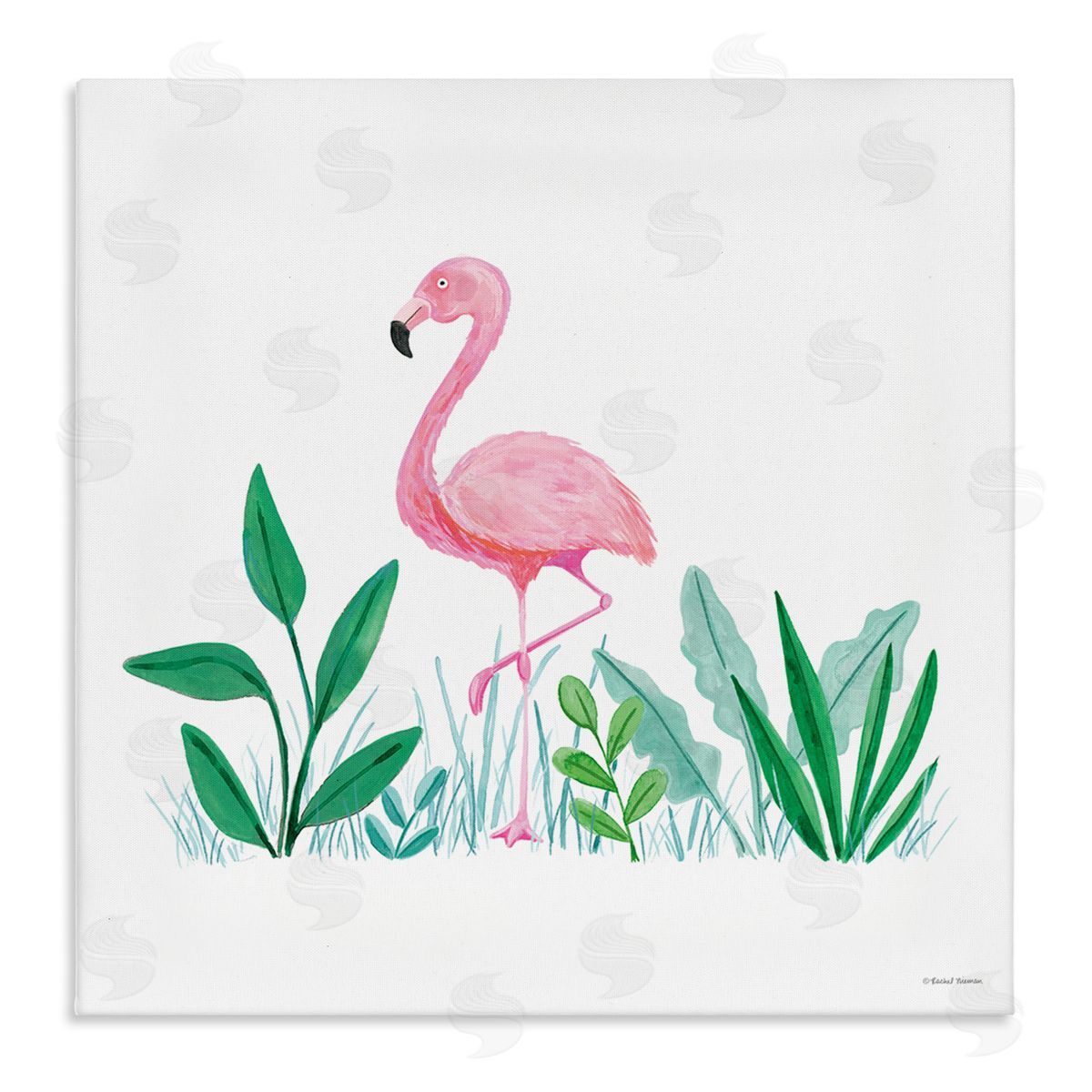 Susan Ball Summer Flamingo & Fronds Canvas Wall Art Print