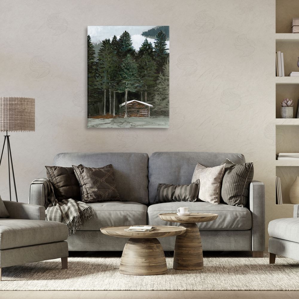 Stellar Design Studio Log Cabin Forest Thicket Canvas Wall Art Print in Room