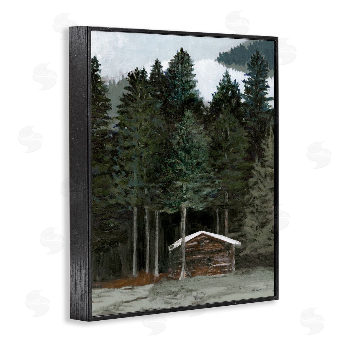 Stellar Design Studio Log Cabin Forest Thicket Black Framed Giclee Wall Art Print