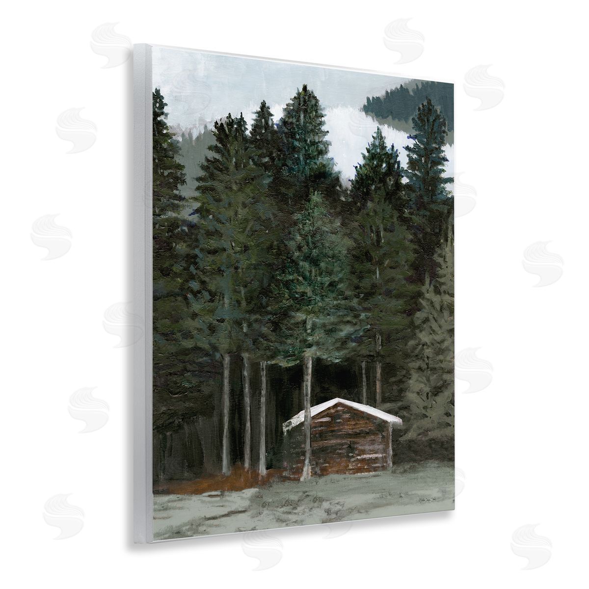 Stellar Design Studio Log Cabin Forest Thicket Wooden Wall Plaque Art Print