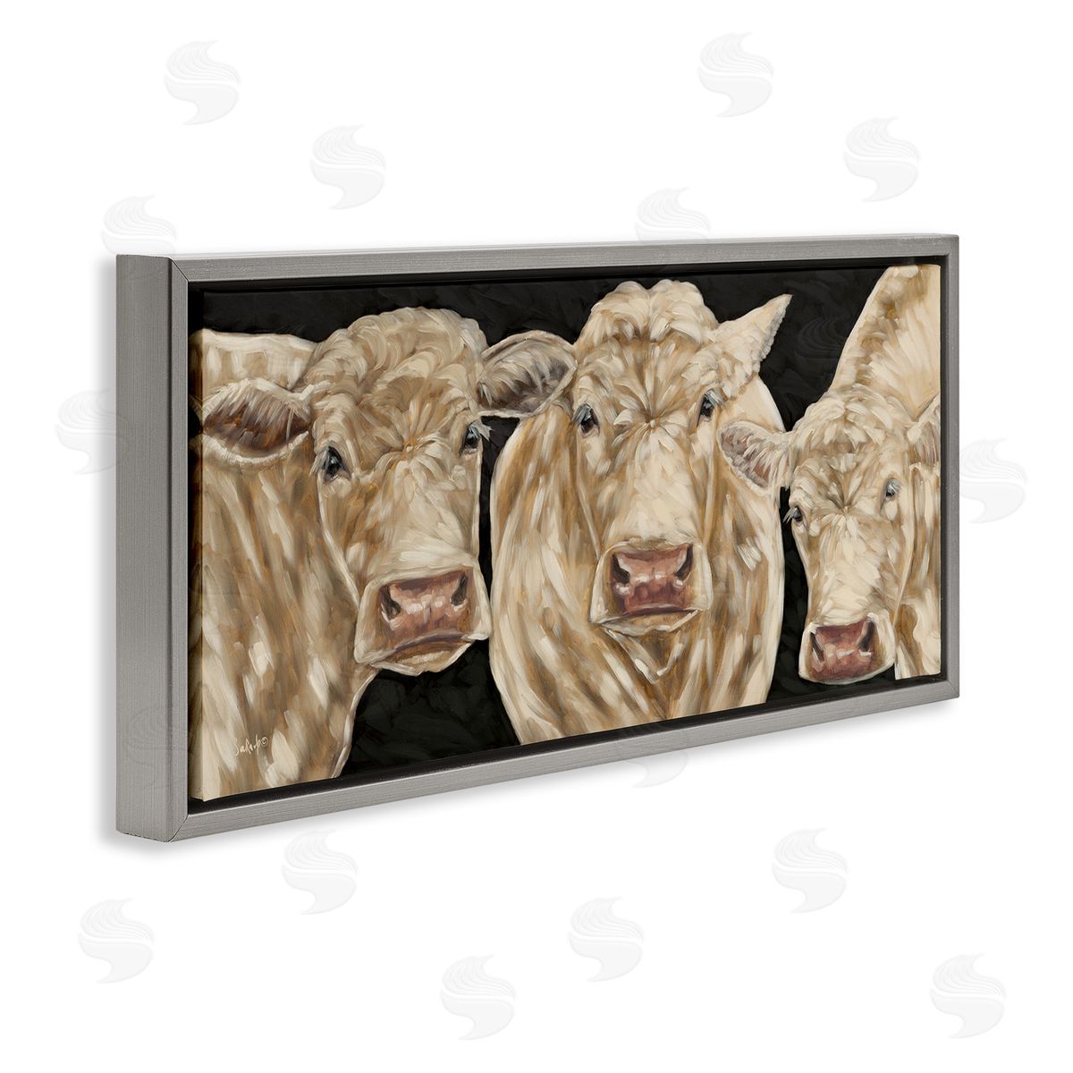 Seven Trees Design Three Sheep on Black