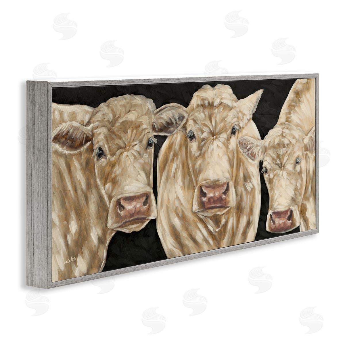 Seven Trees Design Three Sheep on Black