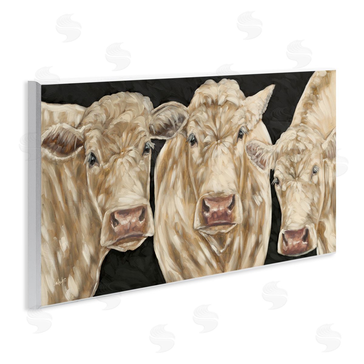 Seven Trees Design Three Sheep on Black