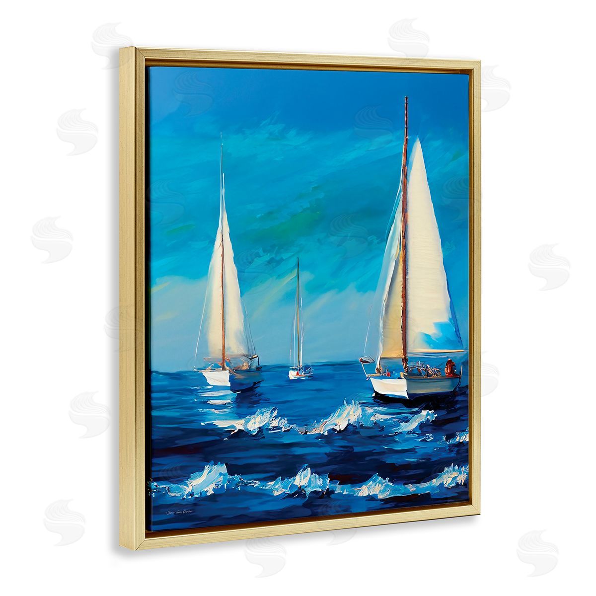 Seven Trees Design Sailors on Ebbing Tide Gold Floating Frame Canvas Wall Art Print