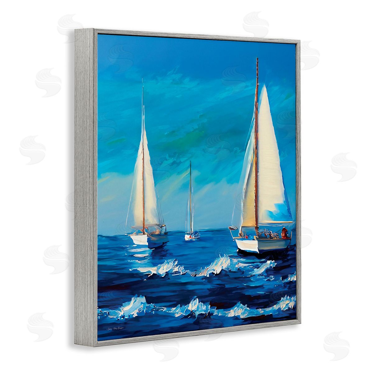 Seven Trees Design Sailors on Ebbing Tide Gray Framed Giclee Wall Art Print