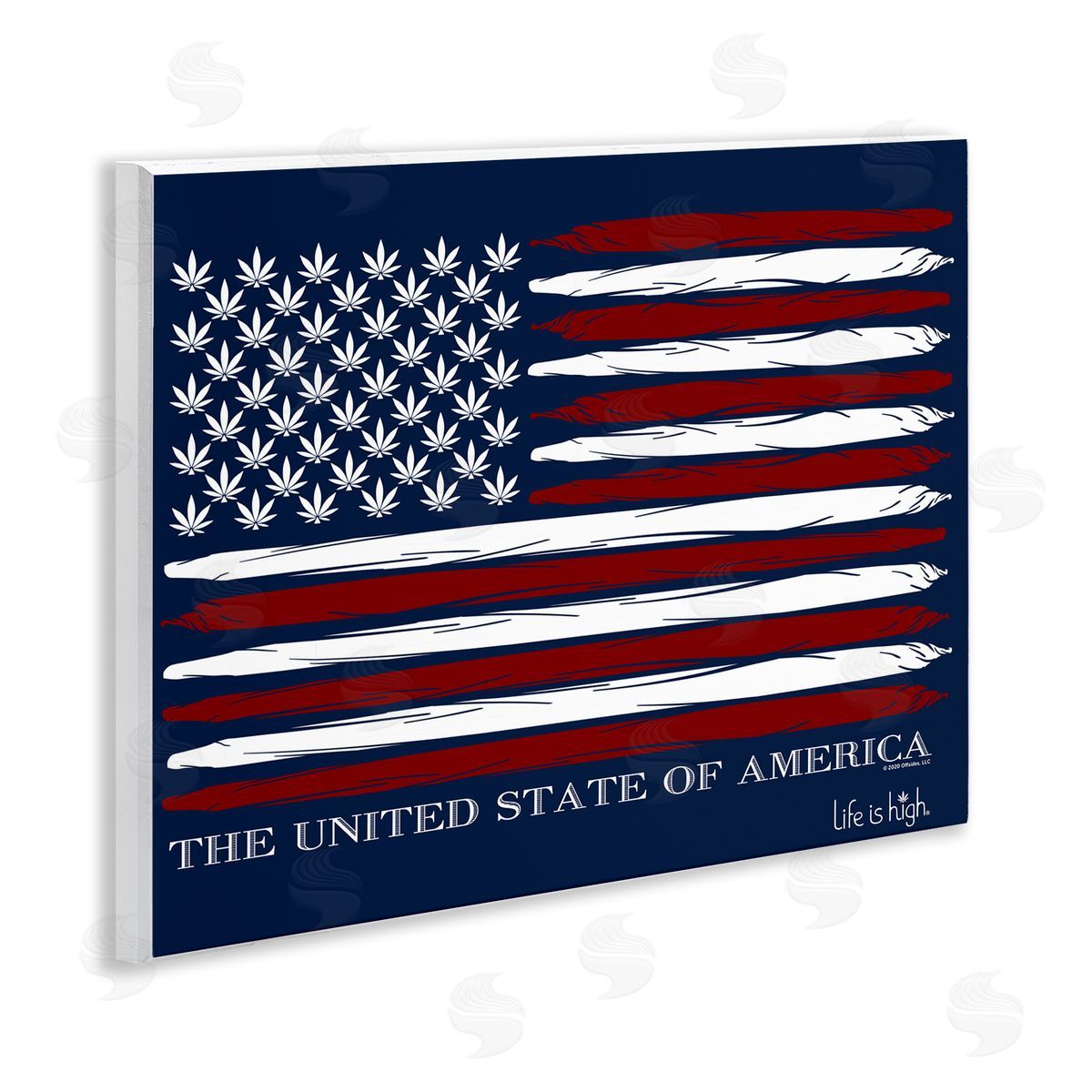 Higher Learning/Life Is High Herb America Flag Wooden Wall Plaque Art Print