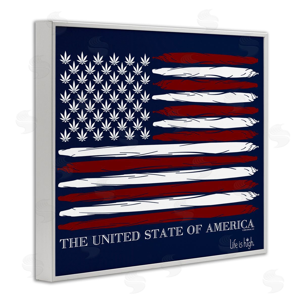 Higher Learning/Life Is High Herb America Flag White Framed Giclee Wall Art Print