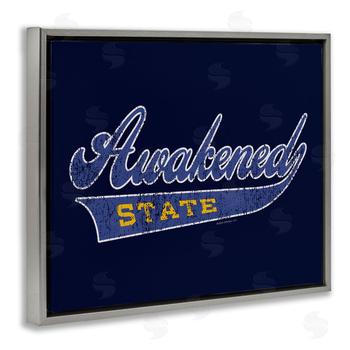 Higher Learning/Life Is High Awakened State Varsity Gray Floating Frame Canvas Wall Art Print