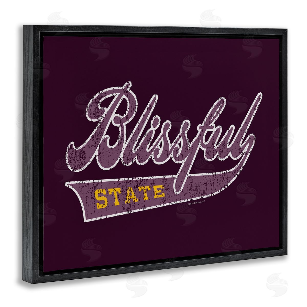 Higher Learning/Life Is High Blissful State Varsity Black Floating Frame Canvas Wall Art Print