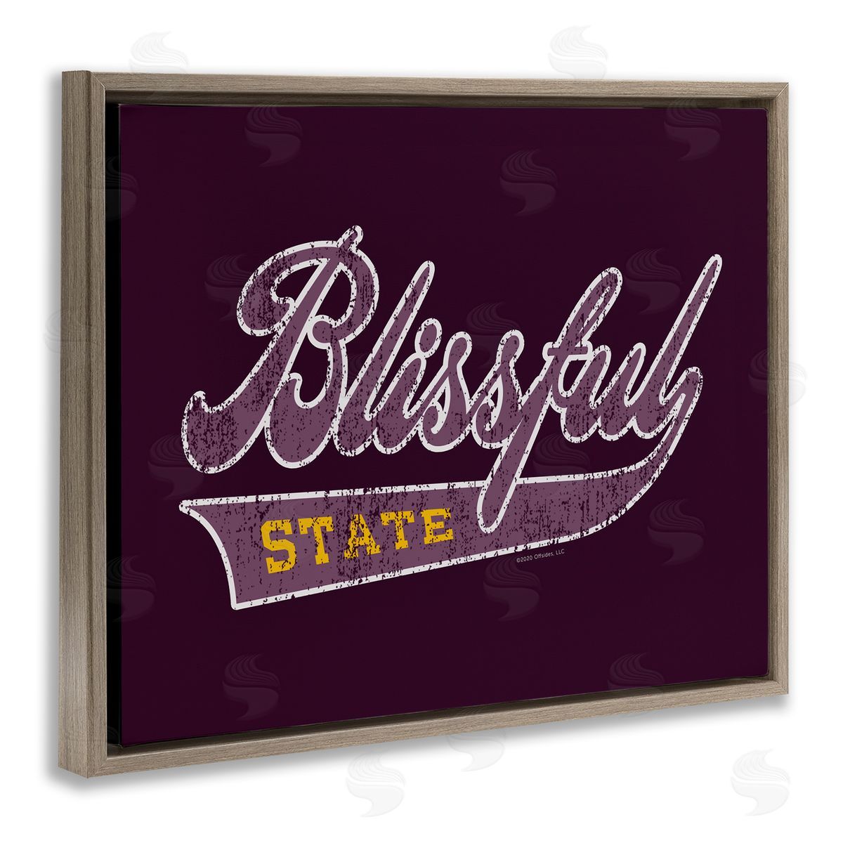 Higher Learning/Life Is High Blissful State Varsity Brown Floating Frame Canvas Wall Art Print