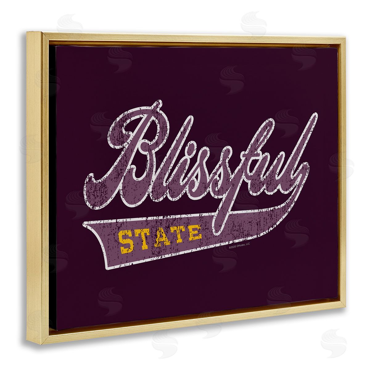 Higher Learning/Life Is High Blissful State Varsity Gold Floating Frame Canvas Wall Art Print