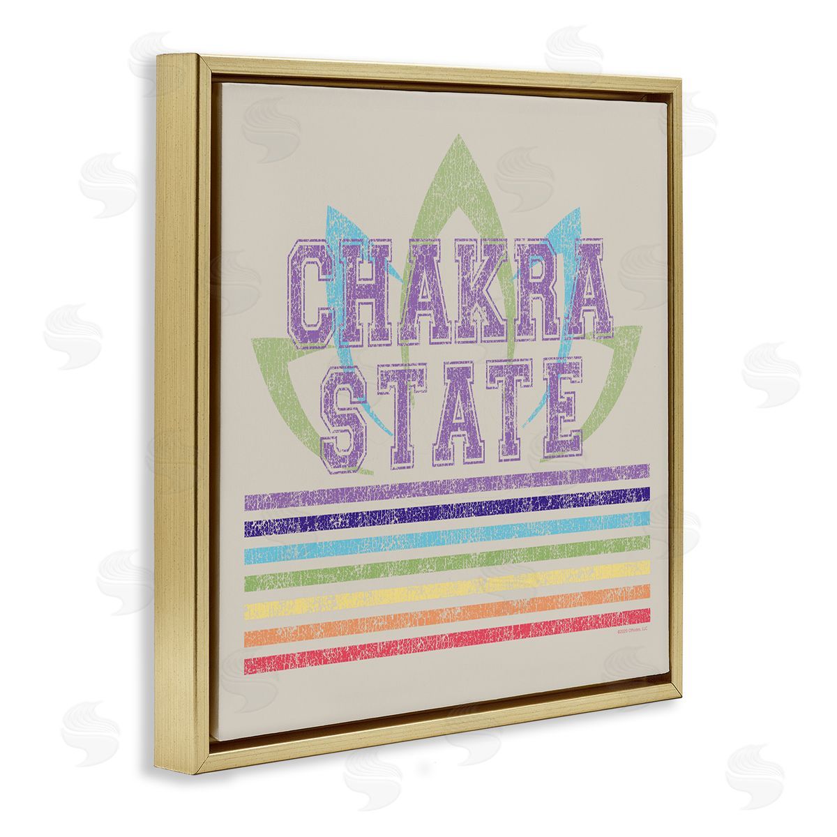Higher Learning/Life Is High Vintage Chakra State Gold Floating Frame Canvas Wall Art Print