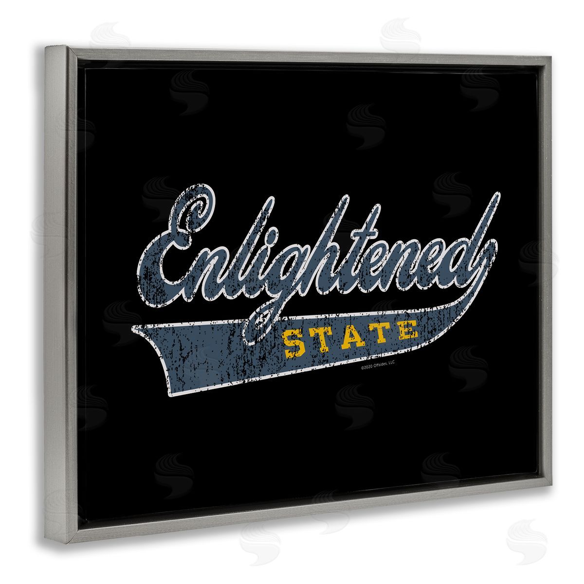 Higher Learning/Life Is High Enlightened State Varsity Gray Floating Frame Canvas Wall Art Print