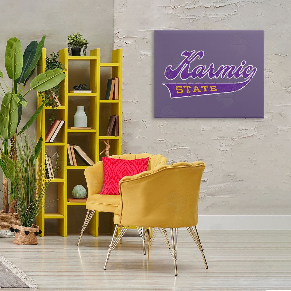 Higher Learning/Life Is High Karmic State Varsity Canvas Wall Art Print in Room