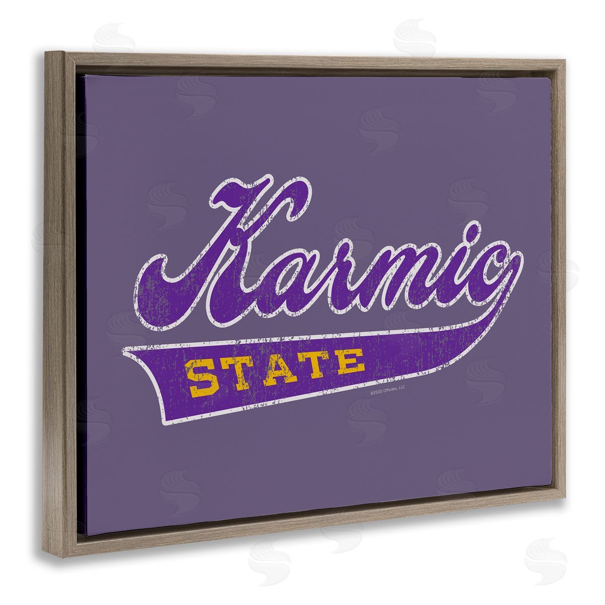 Higher Learning/Life Is High Karmic State Varsity Brown Floating Frame Canvas Wall Art Print