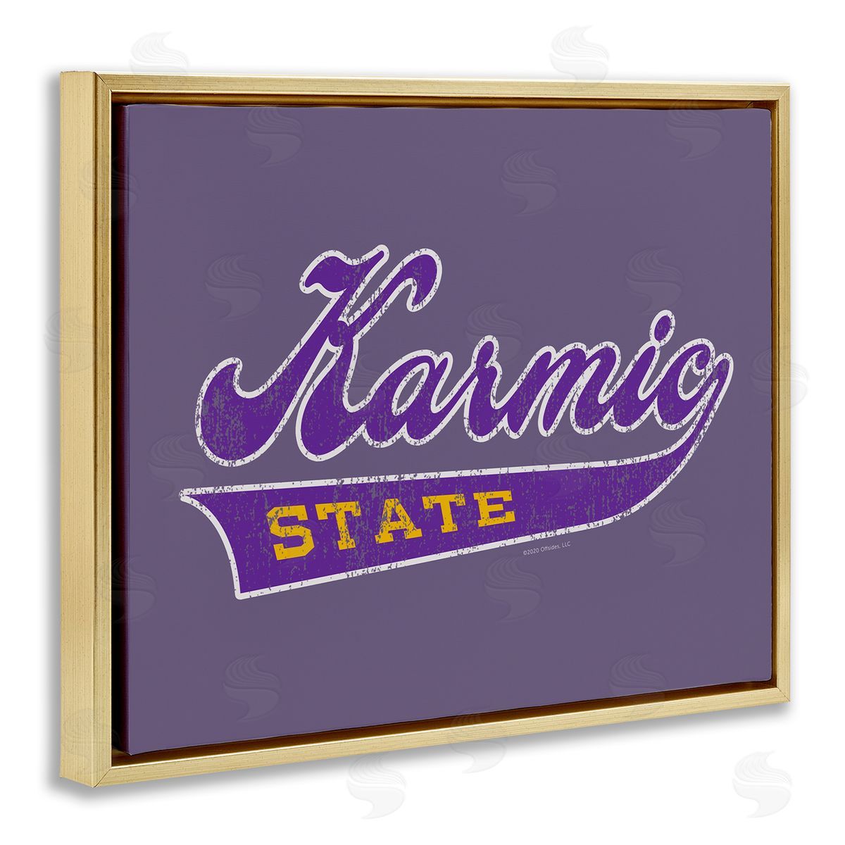 Higher Learning/Life Is High Karmic State Varsity Gold Floating Frame Canvas Wall Art Print