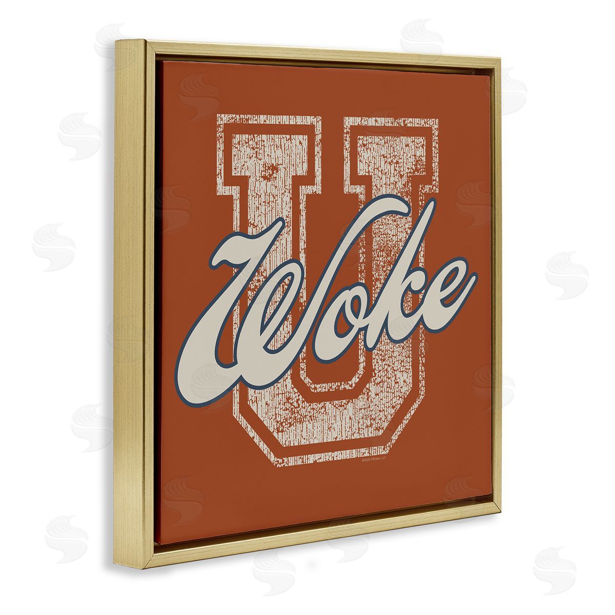 Higher Learning/Life Is High Woke U Varsity Style Gold Floating Frame Canvas Wall Art Print